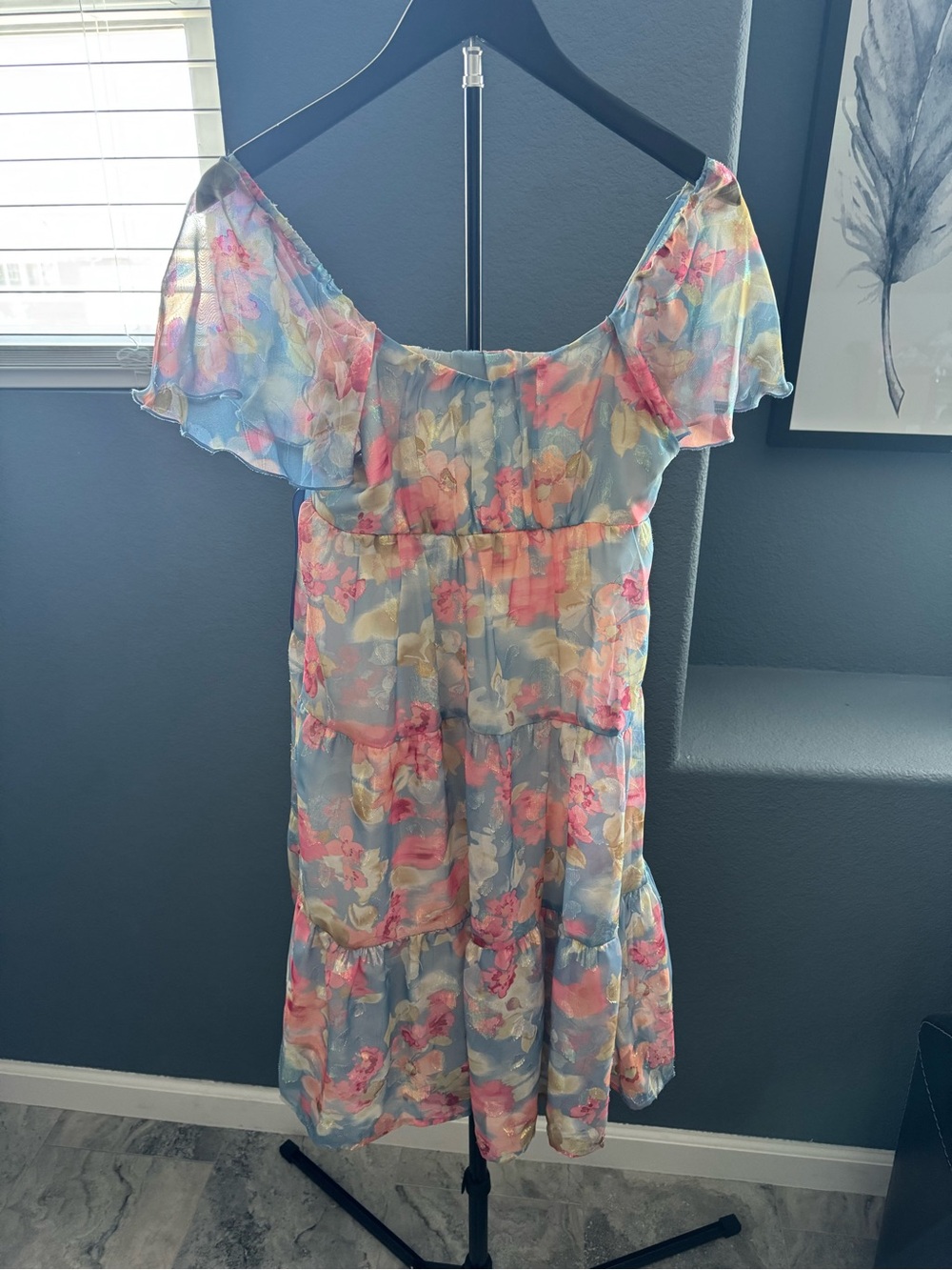 Bonnie Jean Pastel Floral Dress in Blue, Pink and Yellow